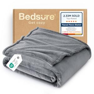 Bedsure GentleSoft Grey Fleece Throw Blanket 50x60