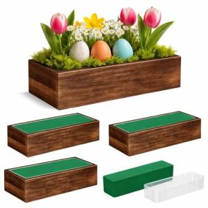 Rustic Wooden Planter Box Set for Decor