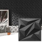 50 Pack Black 3D Diamond Wall Panels