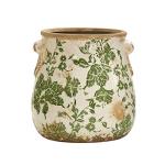 Tuscan-Style Green Floral Ceramic Decorative Vase