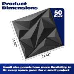 50 Pack Black 3D Diamond Wall Panels