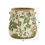 Tuscan-Style Green Floral Ceramic Decorative Vase