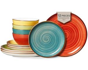 Modern Stoneware Dinnerware Set for 4, 12 Pcs