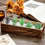Rustic Wooden Planter Box Set for Decor