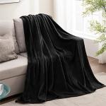 Cozy Black Fleece Throw Blanket for Couch & Bed