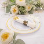 Gold Plastic Dinnerware Set - 210 Pieces Total
