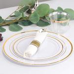 Gold Plastic Dinnerware Set - 210 Pieces Total