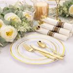 Gold Plastic Dinnerware Set - 210 Pieces Total