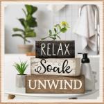 Rustic Eucalyptus Bathroom Shelf Decor Set