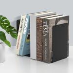 Stylish Heavy-Duty Black Metal Bookends Pair