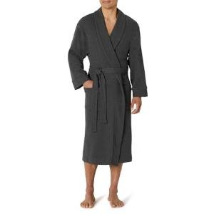 Men's Cotton Waffle Bathrobe in Charcoal Heather