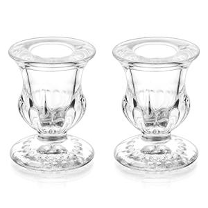 Clear Glass Taper Candle Holders for Decor, 2pcs