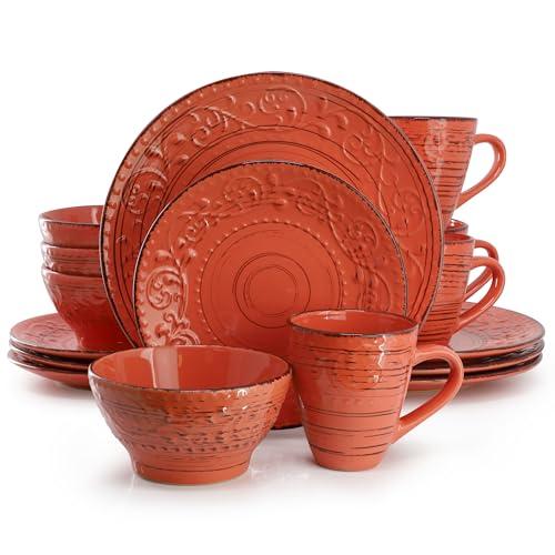 Malibu Jasper 16-Piece Orange Dinnerware Set