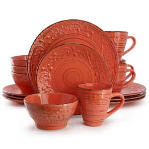 Malibu Jasper 16-Piece Orange Dinnerware Set