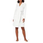 Women's Mid-Length Cotton Waffle Bathrobe in White