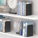 Stylish Heavy-Duty Black Metal Bookends Pair