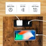 Set of 2 Rustic Side Tables with Charging Station