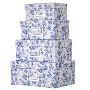 Stylish Blue and White Porcelain Storage Box Set