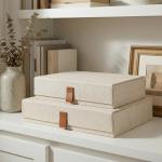 Stylish Linen Storage Boxes - Set of 2