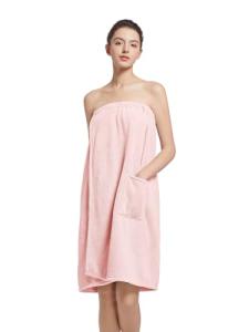 Lightweight Plush Bathrobe with Pockets for Women