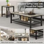 Modern Industrial Coffee Table Set with Side Tables