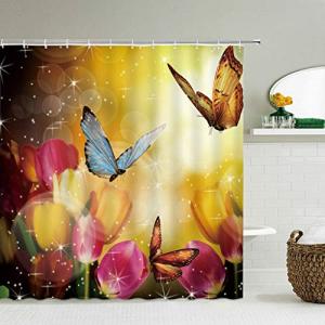 Floral Butterfly Shower Curtain for Modern Bathrooms