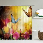 Floral Butterfly Shower Curtain for Modern Bathrooms