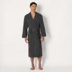 Men's Cotton Waffle Bathrobe in Charcoal Heather