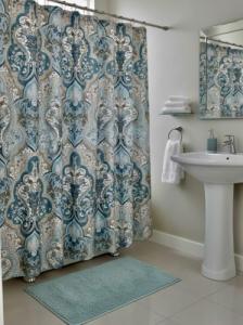 Boho Blue & Brown Shower Curtain for Modern Bathrooms