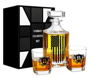 American Flag Whiskey Decanter Set with Glasses