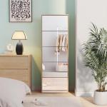 Mirror Shoe Cabinet with 5 Flip Drawers