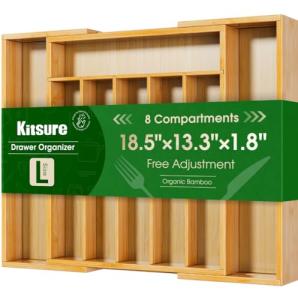 Kitsure Expandable Bamboo Silverware Organizer