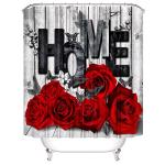 Romantic Red Rose Bathroom Set with Rugs and Hooks
