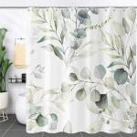 Sage Green Eucalyptus Leaf Shower Curtain