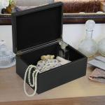 Black Faux Leather Decorative Storage Box