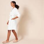 Women's Mid-Length Cotton Waffle Bathrobe in White