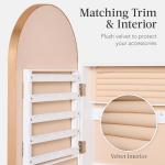 Gold Arch Mirror Jewelry Cabinet with Storage