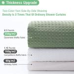 Dynamene Sage Green Waffle Shower Curtain Set