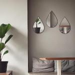 Set of 3 Teardrop Black Wall Mirrors