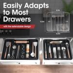 Expandable Black Silverware Organizer for Kitchen Drawers