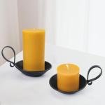 Matte Black Iron Candle Holder with Handle
