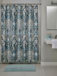 Boho Blue & Brown Shower Curtain for Modern Bathrooms
