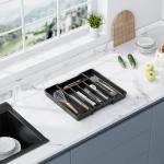 Expandable Black Silverware Organizer for Kitchen Drawers