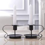 Black Metal Taper Candle Holders - Set of 2