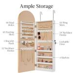 Gold Arch Mirror Jewelry Cabinet with Storage