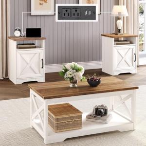 Rustic 3-Piece Farmhouse Living Room Table Set