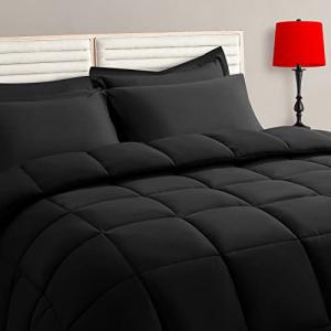 Queen Size 7-Piece Comforter Bedding Set in Black