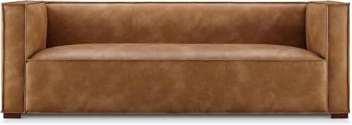 Mid Century Modern Faux Leather Sofa, 83.3