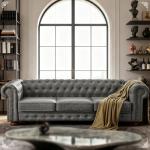 89" Chesterfield Leather Sofa for Modern Living