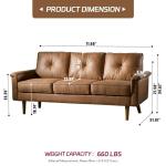 Weaxty 72'' Mid-Century Modern Brown Sofa